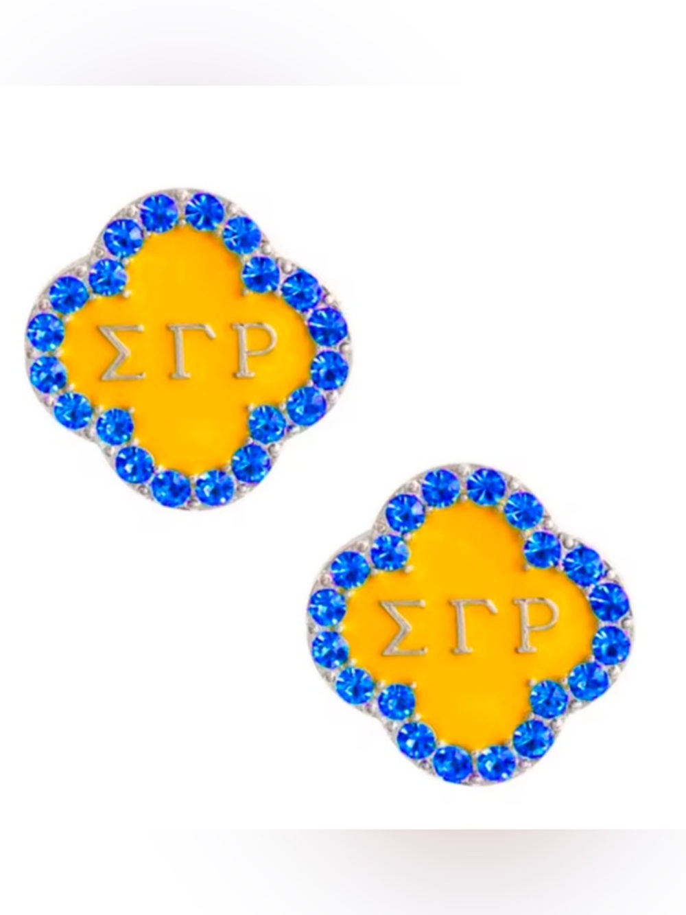Sigma Gamma Rho Clover Stud Earrings
Yellow & Blue